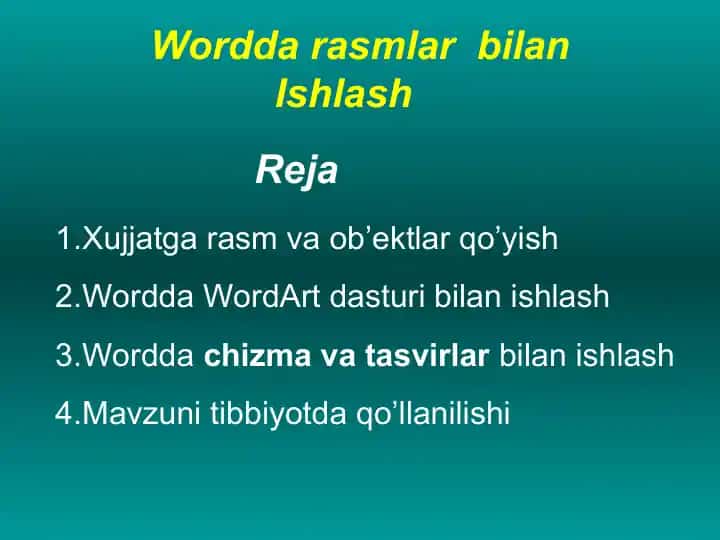 Xujjatga rasm va ob’ektlar qo’yish
