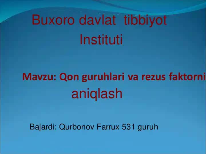 Qon guruhlarini aniqlash