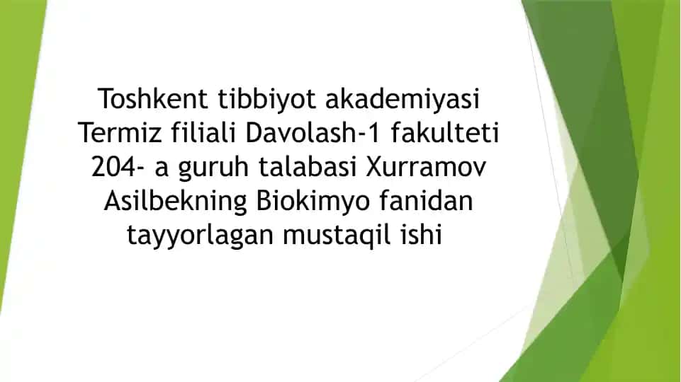 Sensor tizimlar faoliyatining biokimyoviy asoslari