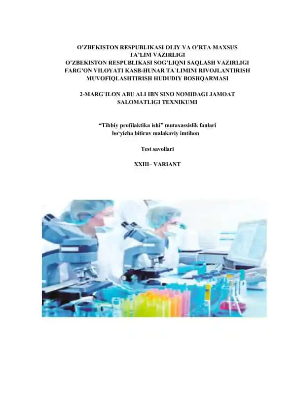Tibbiy profilaktika ishi mutaxassislik fanlari bo‘yicha bitiruv malakaviy imtihon