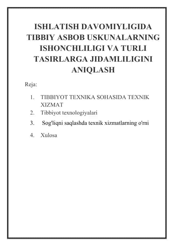 Tibbiyot texnologiyalari