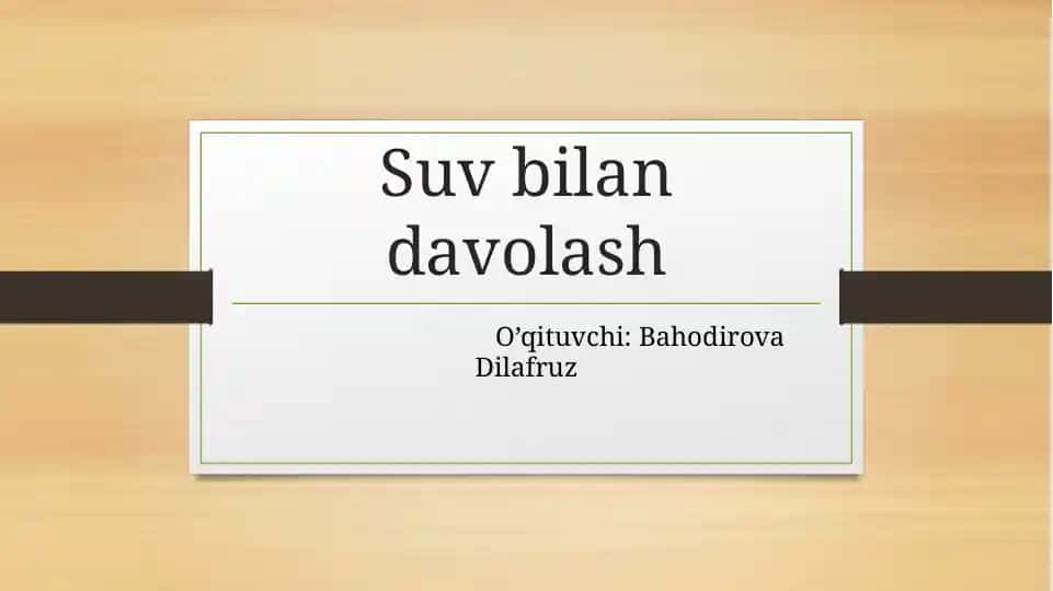 Gidroterapiya - suvbilandavolash