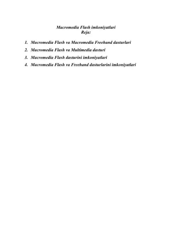 Macromedia Flash imkoniyatlari