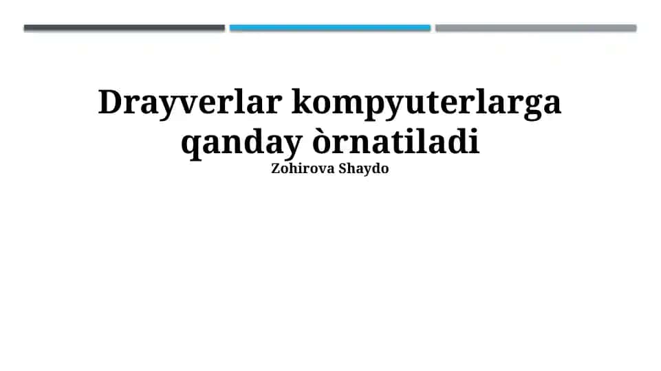 Drayverlar kompyuterlarga qanday òrnatiladi