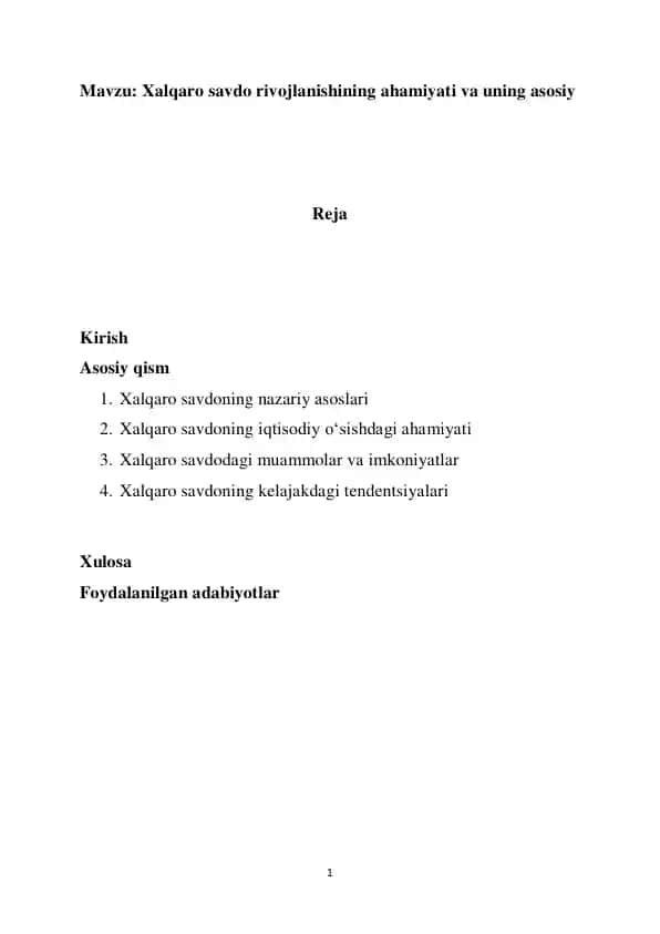 Xalqaro savdo rivojlanishi