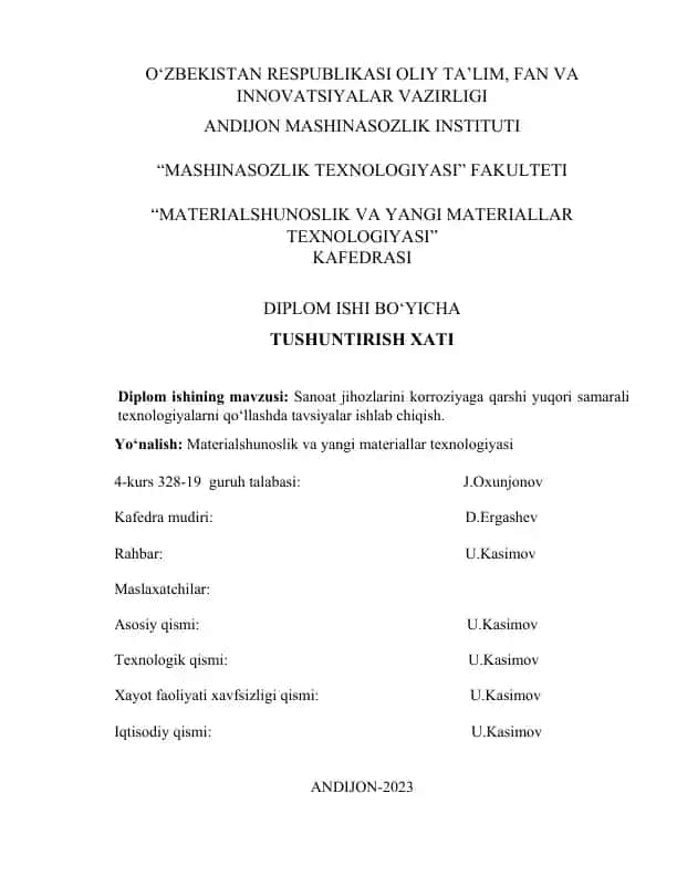 Materialshunoslik va yangi materiallar texnologiyasi