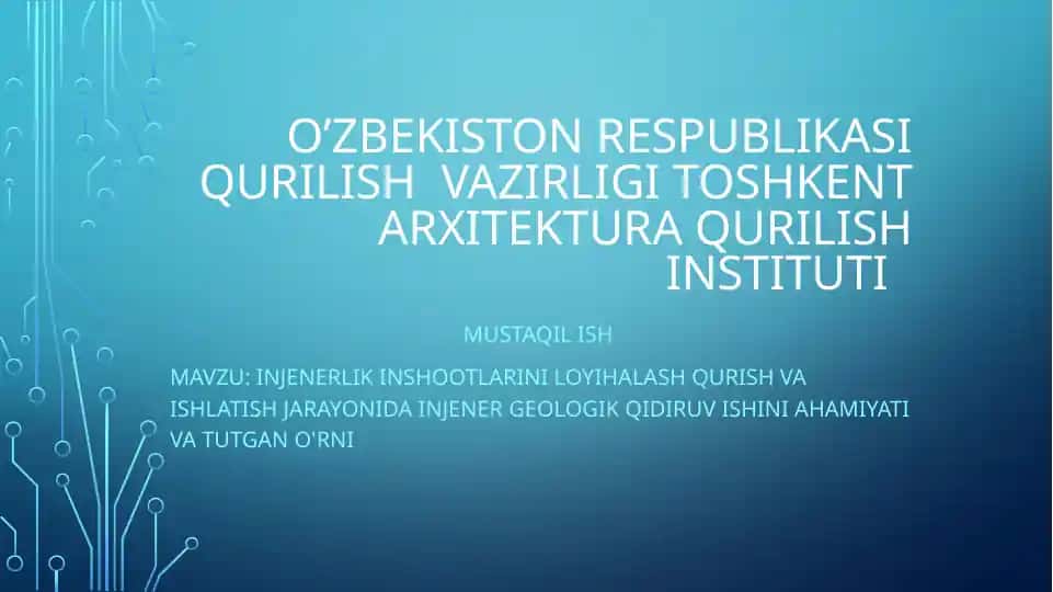 Injenerlik Ishlarini Loyihalash