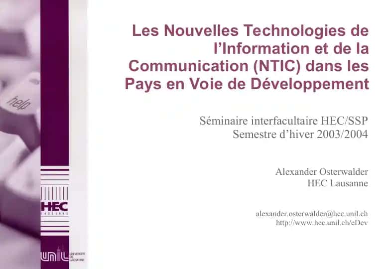 Les Nouvelles Technologies de l’Information et de la Communication (NTIC) dans les Pays en Voie de Développement
