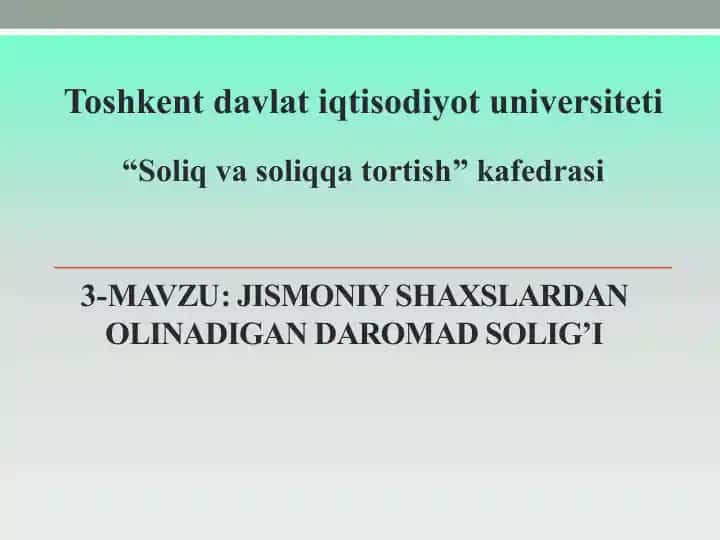 Jismoniy shaxslardan olinadigan daromad soligi