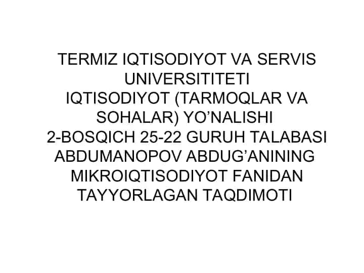 TERMIZ IQTISODIYOT VA SERVIS UNIVERSITITETI