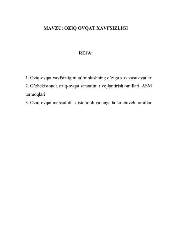 Oziq ovqat xavfsizligi