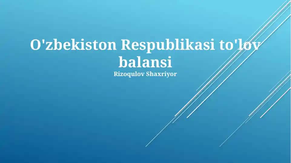 O'zbekiston Respublikasi to'lov balansi