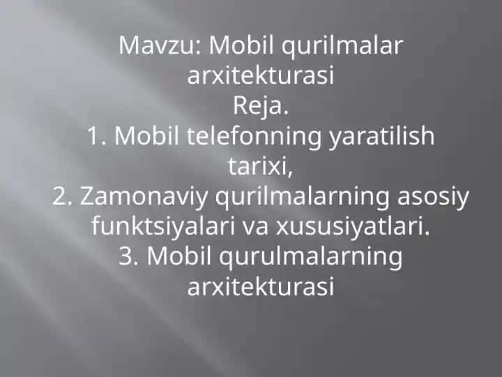 Mobil Qurilmalar Arxitekturasi