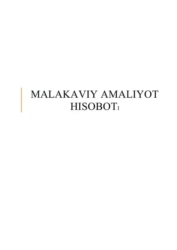 Amaliy hisobot misollari algaretmdan