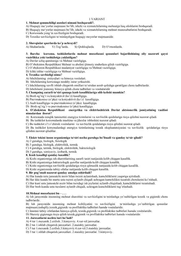 Mehnat qonunchiligi asoslari