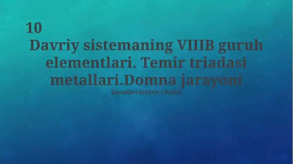 VIIIB Guruh Elementlari