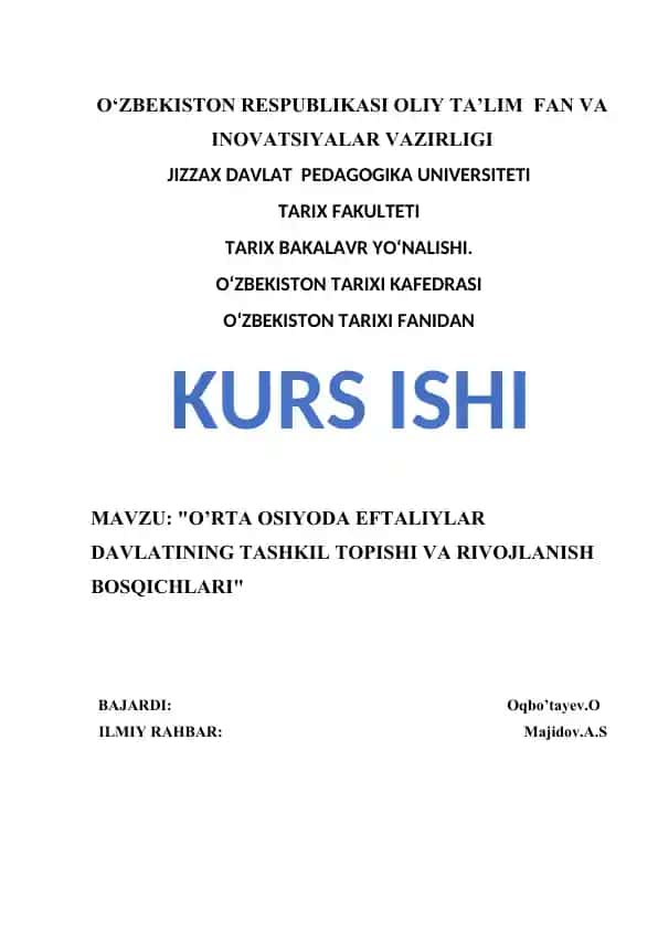 Eftaliylar Davlati Tashkil Topishi