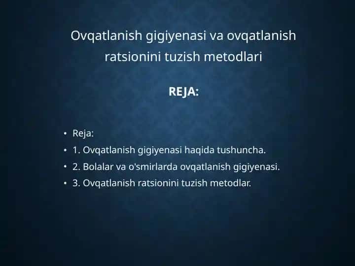 Ovqatlanish gigiyena
