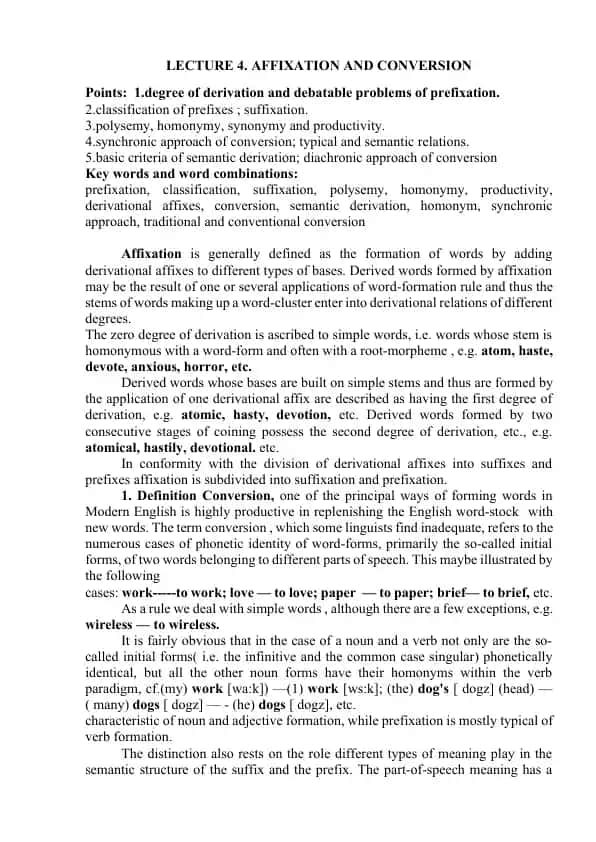 Lecture 4: Affixation and Conversion