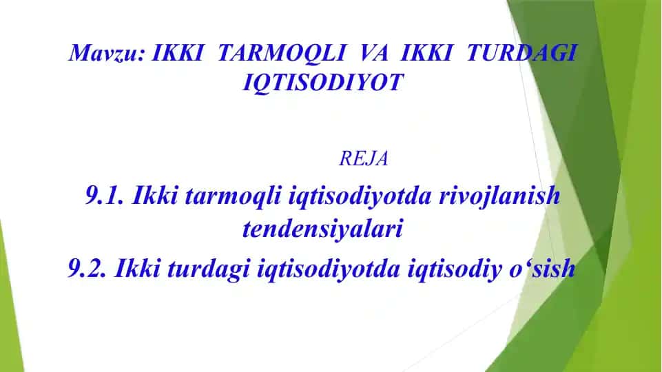 Ikki tarmoqli va ikki turdagi iqtisodiyot