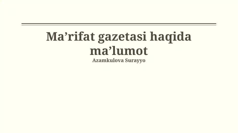 Ma’rifat gazetasi haqida ma’lumot