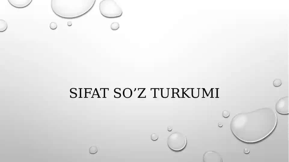 Sifat so‘z turkumi