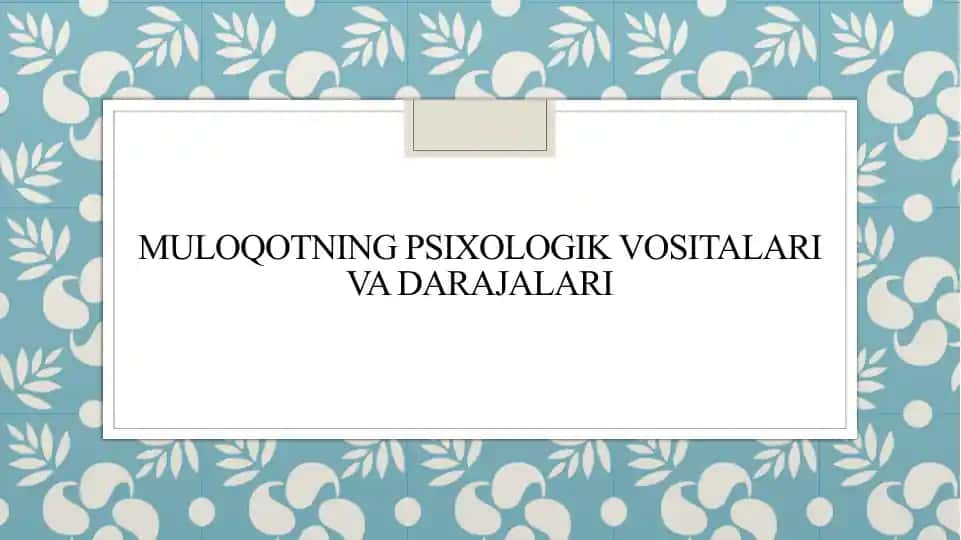 Muloqotning Psixologik Vositalari va Darajalari
