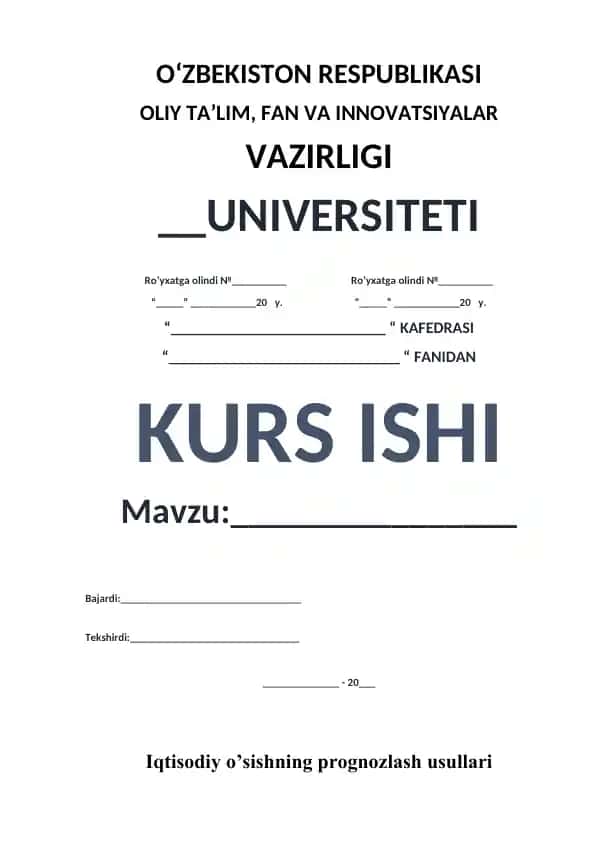 Iqtisodiy o’sishning prognozlash usullari