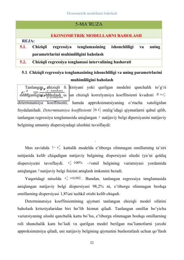 Ekonometrik modellarni baholash
