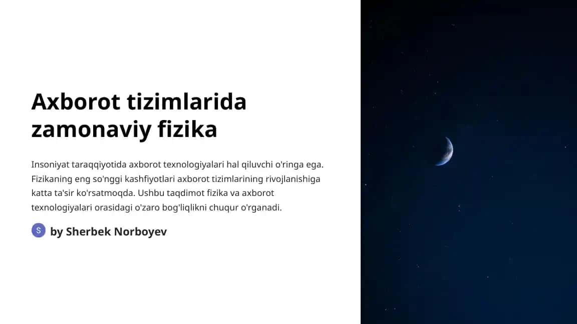 Zamonaviy fizika va axborot texnologiyalari