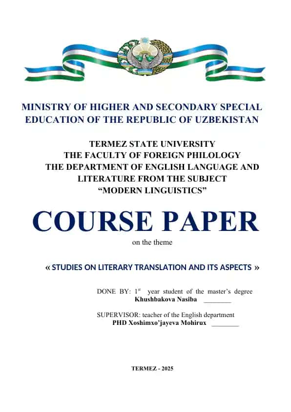 Studies on Literary Translation and its Aspects