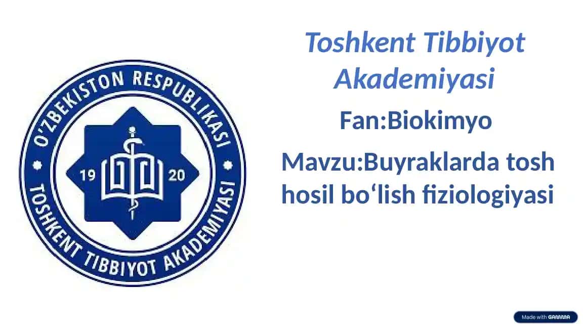 Buyraklarda tosh hosil bo'lish fiziologiyasi