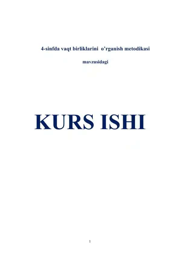 4-sinfda vaqt birliklarini o’rganish metodikasi