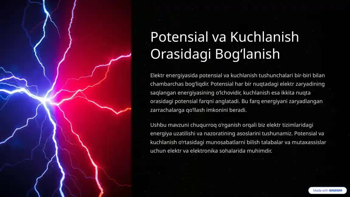 Elektr energiyasida potensial va kuchlanish