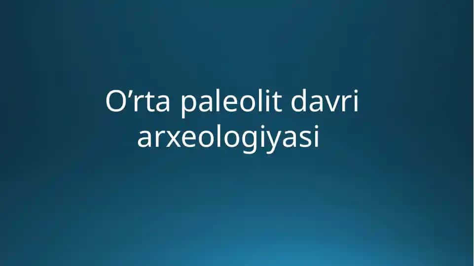 O’rtapaleolit davri arxeologiyasi
