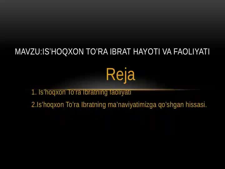 Is’hoqxonTo’ra Ibrat