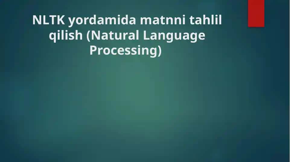Natural Language Processing (NLTK)
