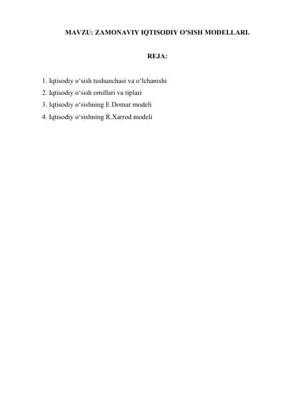 Iqtisodiy o'sish modellari