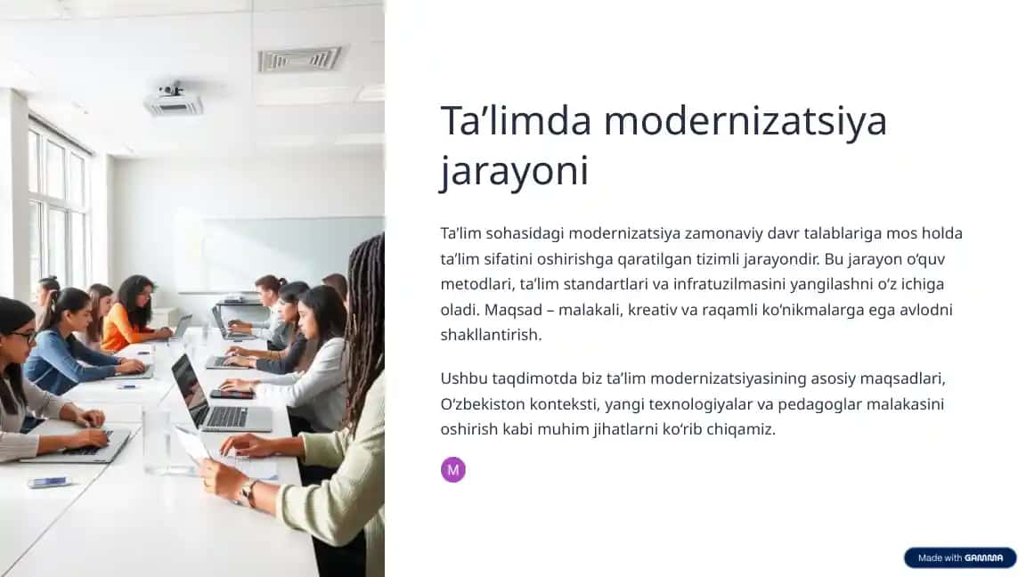 Taʼlimda modernizatsiya jarayoni