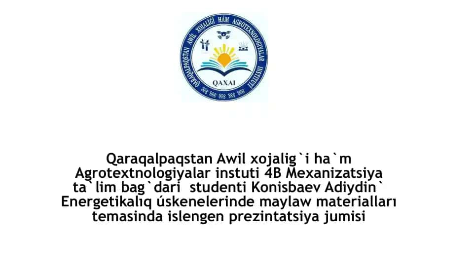 Energetikalıq úskenelerinde maylaw materialları