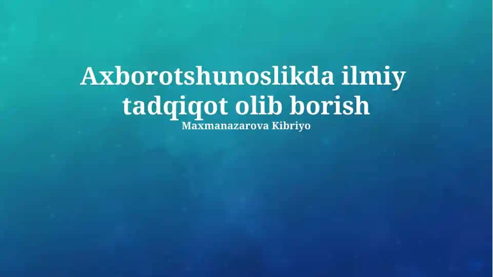 Axborot vizuallashtirish va tahlili