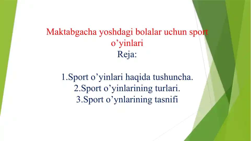 Maktabgacha yoshdagi bolalar uchun sport o’yinlari