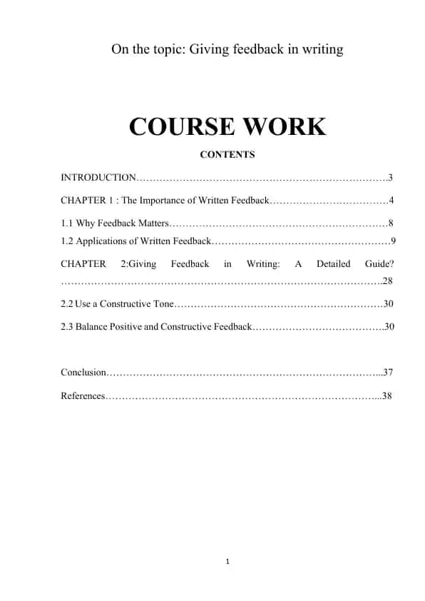 Giving feedback in writing