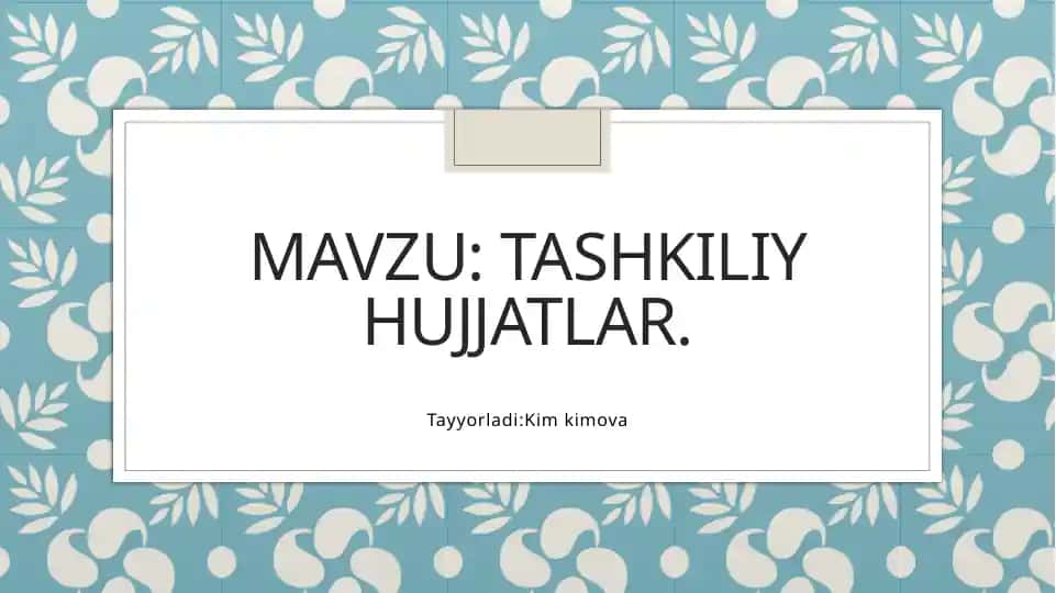 Turizm tashkiliy hujjatlar