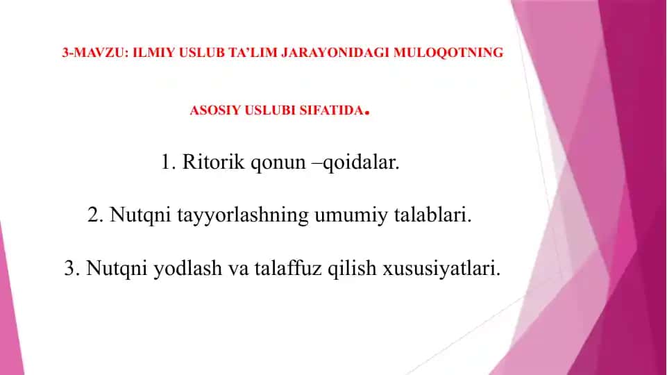 ILMIY USLUB TA’LIM JARAYONIDAGI MULOQOTNINGASOSIY USLUBI