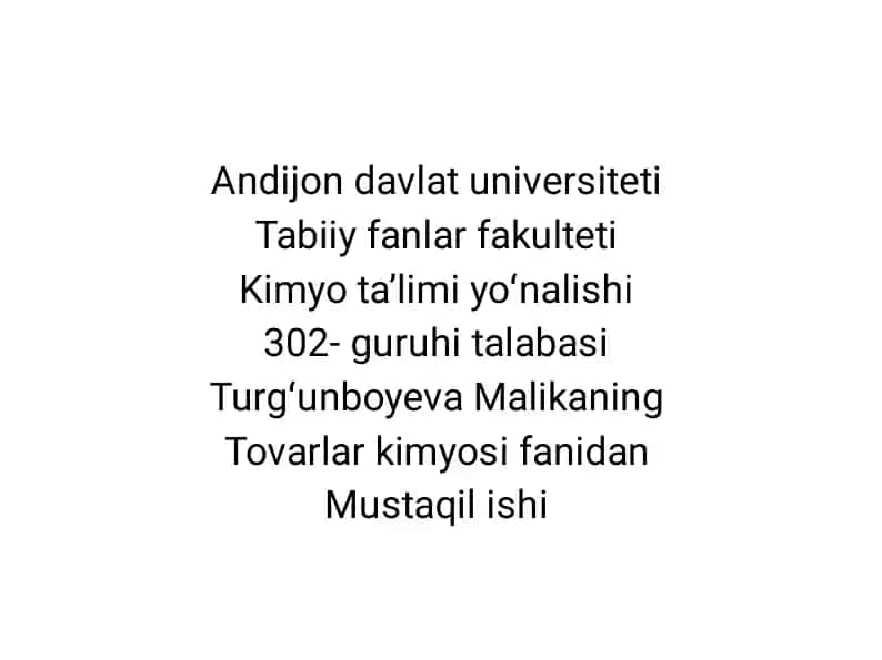 Maishiy kimyo tovarlari Tashqi Iqtisodiy Faoliyat