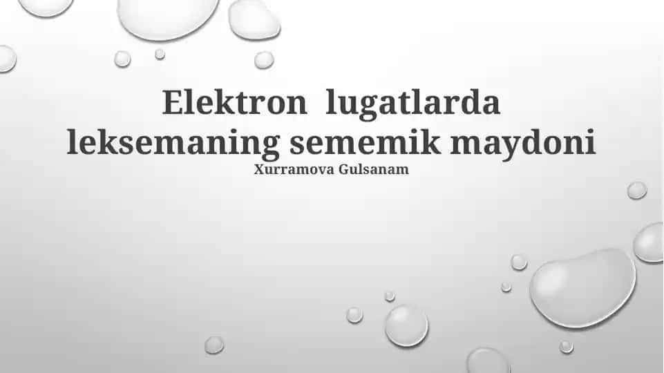 Elektron lugatlarda leksemaning semantik maydoni