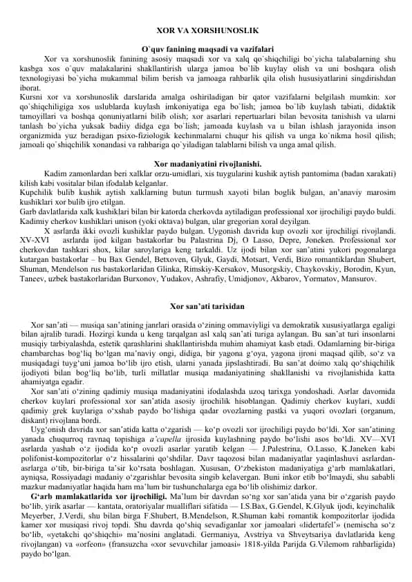 XOR VA XORSHUNOSLIK