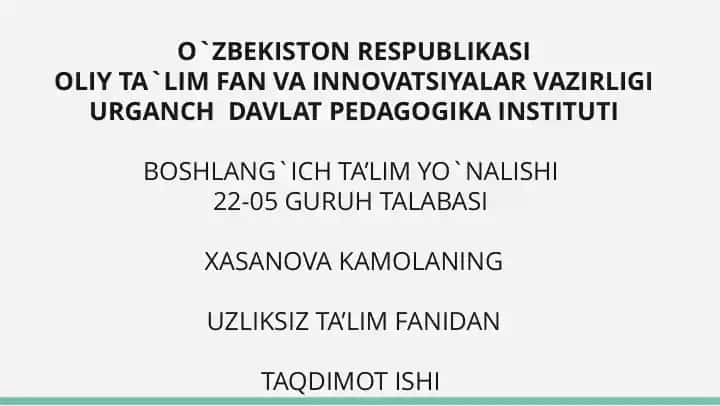 Qiyosiy pedagogikada tadqiqotlar tipologiya va Oliy o`quy Yurtarida ta’lim variativligi.