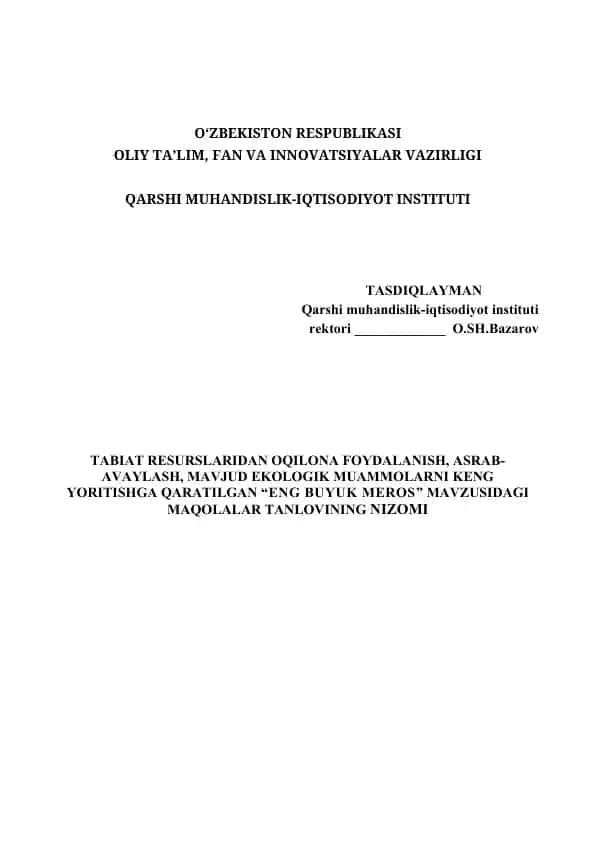 "Eng Buyuk Meros" Maqolalar Tanlovi